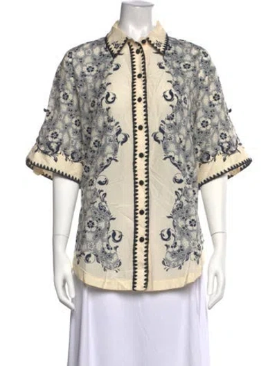 Pre-owned Alemais Floral Print Short Sleeve Blouse In Multicolor