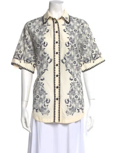 Pre-owned Alemais Floral Print Short Sleeve Button-up Top In Multi