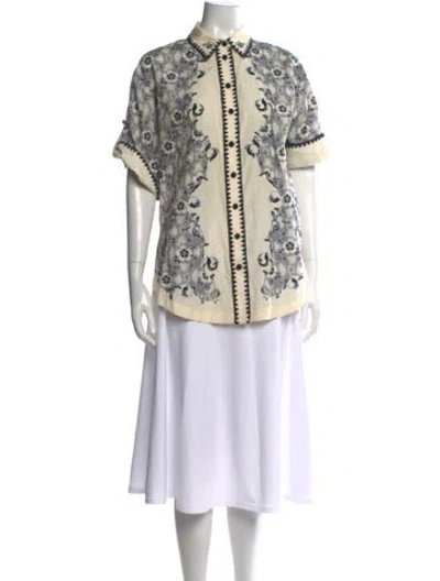 Pre-owned Alemais Floral Print Short Sleeve Button-up Top In Multicolor