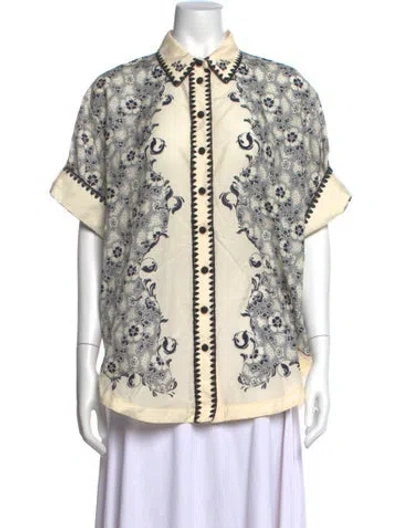 Pre-owned Alemais Floral Print Short Sleeve Button-up Top In Multicolor