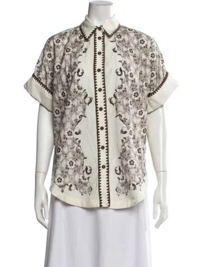 Pre-owned Alemais Floral Print Short Sleeve Button-up Top In Multicolor