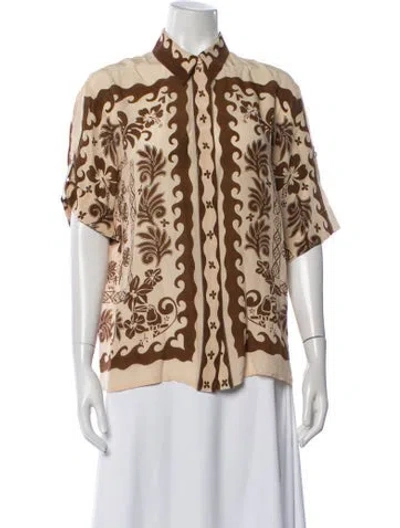 Pre-owned Alemais Floral Print Short Sleeve Button-up Top In Multicolor