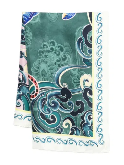 Alemais Floral-print Silk Scarf In Green