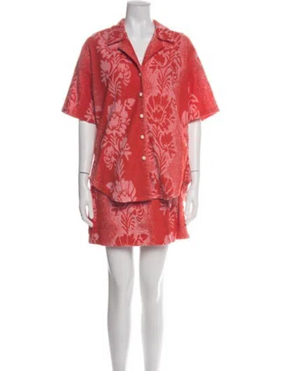 Pre-owned Alemais Floral Print Skirt Set In Red