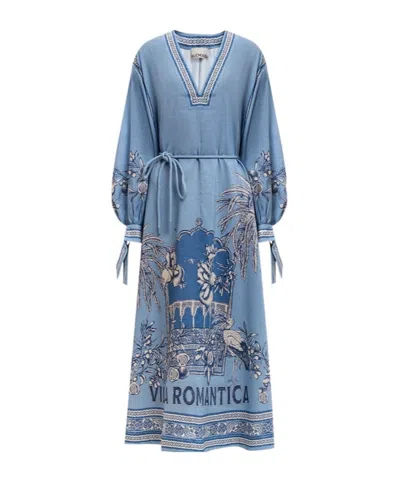 Alemais Floral Print V-neck Dress In Blue