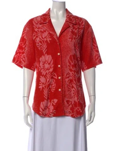 Pre-owned Alemais Floral Print V-neck Blouse In Red