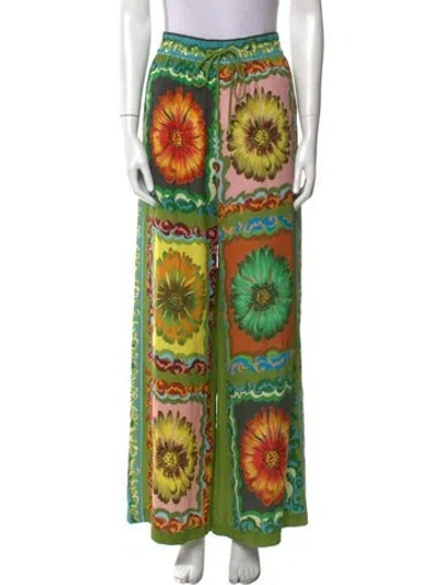Pre-owned Alemais Floral Print Wide Leg Pants W/ Tags In Green