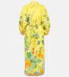 Alemais Cresida Printed Linen Midi Dress In Yellow