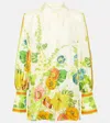 Alemais Constance Back Ribbon-tie Floral Silk Shirt In White