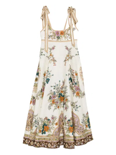 Alemais Antoinette Floral-print Linen Maxi Dress In Neutral