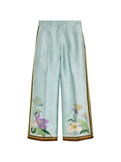Alemais Floral-detail Palazzo Pants In Blue