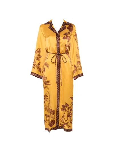 Alemais Floral-print Belted Dress In Yellow