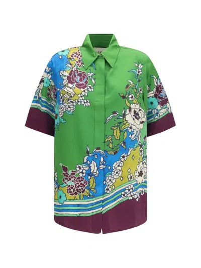 Alemais Floral-print Silk Shirt In Green