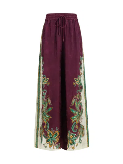 Alemais Floral-print Viscose Trousers In Brown
