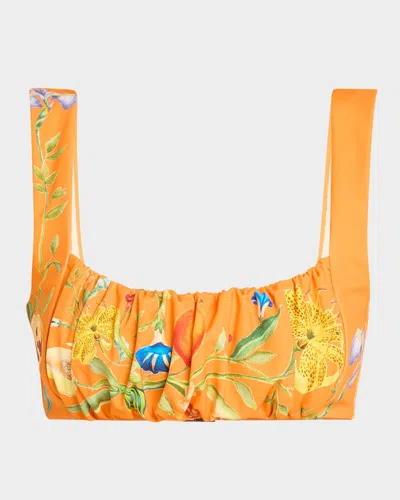 Alemais Flores Balconette Bikini Top In Tangerine