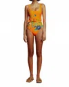 Alemais Flores Belted One-piece Swimsuit In Orange