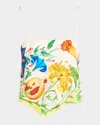Alemais Flores Silk-twill Scarf Top In Multi