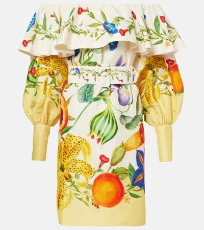Alemais Flores Floral Linen-blend Minidress In Multi
