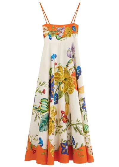ALEMAIS ALEMAIS FLORES PRINTED FLAX MAXI DRESS