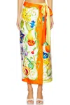 Alemais Flores Midi Skirt - Women's - Silk/cotton In Orange