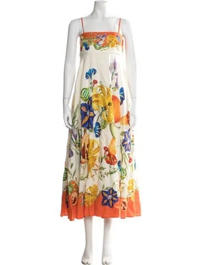 Pre-owned Alemais Flores Sundress Long Dress In Neutral