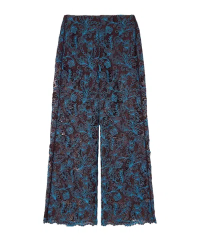 Alemais Francine Lace Wide-leg Pants In Blue