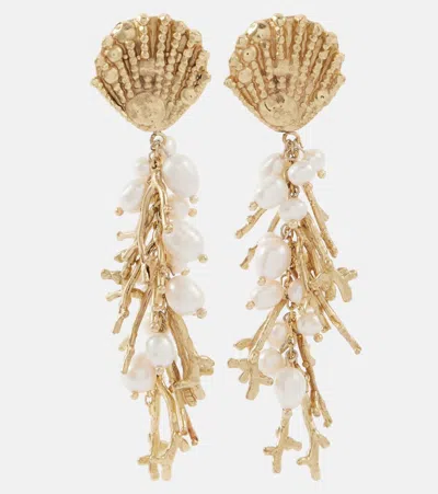 Alemais Freshwater Pearl-embellished Drop Earrings In Gold