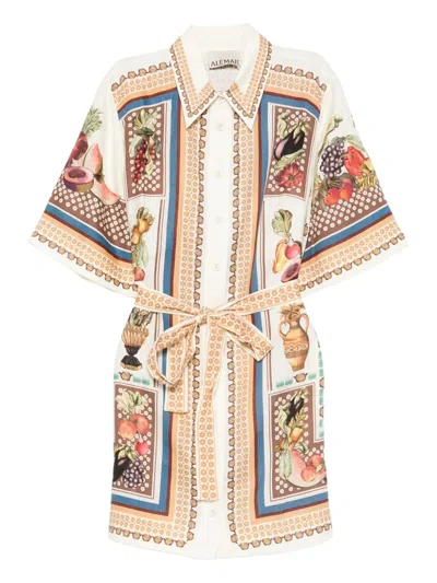 Alemais Fruit-print Belted Shirt Dress In Multi