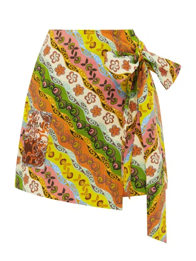 Alemais Functional Side Tie Skirt With Centre Back Invisible Zipper In Multi