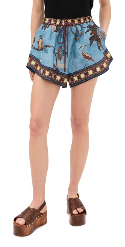 Alemais Georgie Printed Linen Shorts In Multi