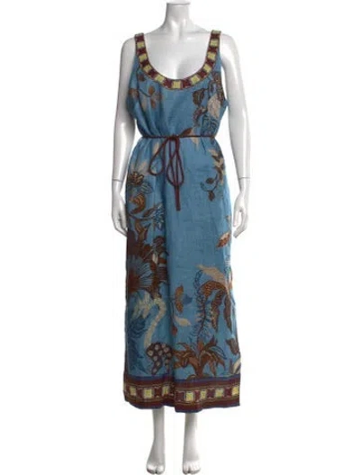 Pre-owned Alemais Georgie Sleeveless Midi Long Dress In Blue