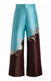 Alemais Gia Printed Satin Wide-leg Pants