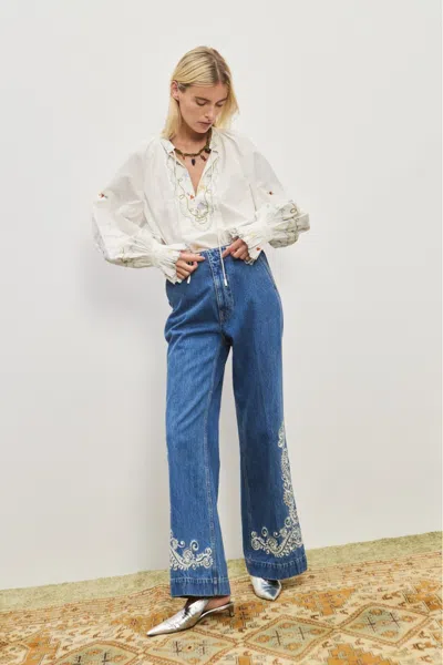 Alemais Giulia Embroidered Blouse In White