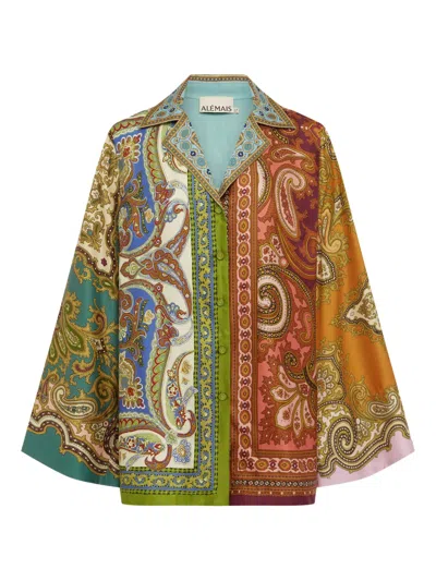 Alemais Graphic-pattern Silk Blouse In Multi