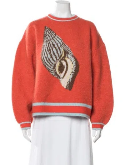 Pre-owned Alemais Graphic Print Crew Neck Sweater W/ Tags In Orange