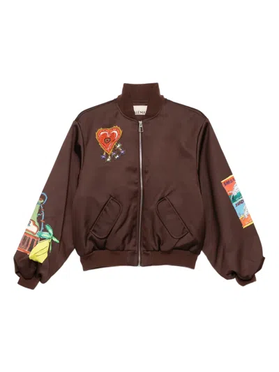 Alemais Graphic-print Jacket In Brown