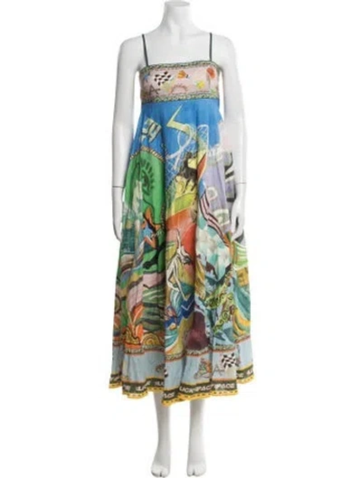 Pre-owned Alemais Graphic Print Long Dress In Neutrals
