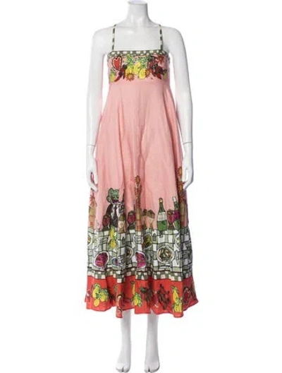 Pre-owned Alemais Graphic Print Long Dress In Pink