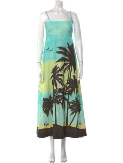 Pre-owned Alemais Graphic Print Long Dress W/ Tags In Blue