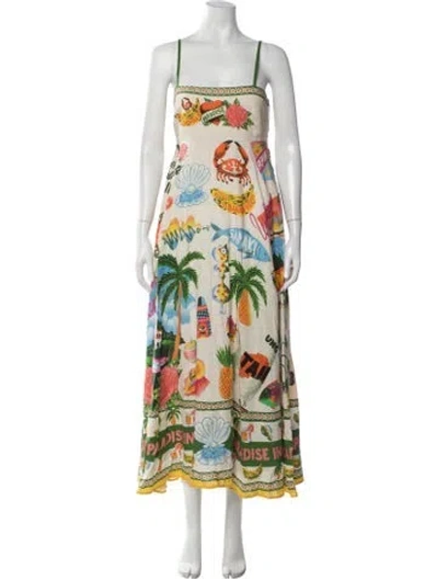 Pre-owned Alemais Graphic Print Midi Length Dress In Green