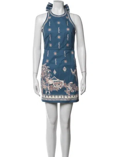 Pre-owned Alemais Graphic Print Mini Dress In Blue