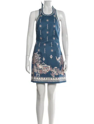 Pre-owned Alemais Graphic Print Mini Dress In Blue