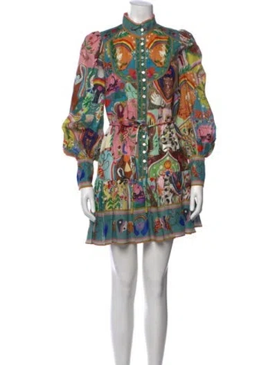 Pre-owned Alemais Graphic Print Mini Dress In Green