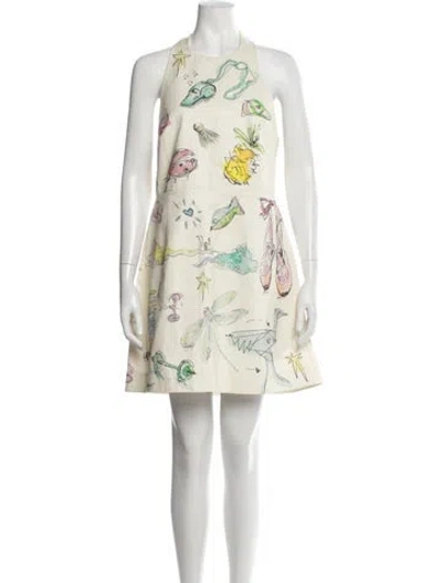Pre-owned Alemais Graphic Print Mini Dress In Green/neutrals