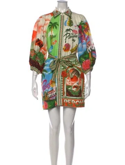 Pre-owned Alemais Graphic Print Mini Dress In Neutral
