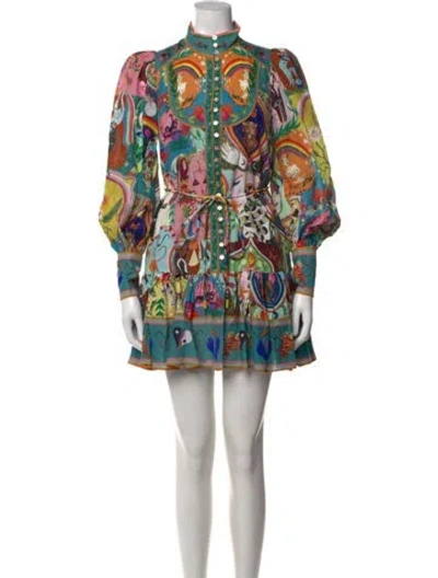 Pre-owned Alemais Graphic Print Mini Dress W/ Tags In Blue