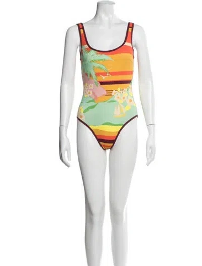 Pre-owned Alemais Graphic Print One-piece W/ Tags In Orange
