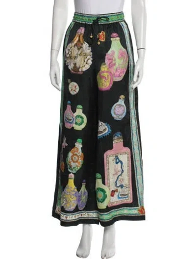 Pre-owned Alemais Graphic Print Pants In Green