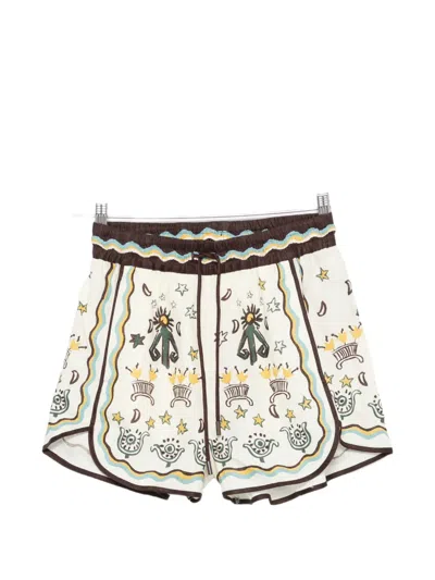 Alemais Graphic-print Drawstring-fastening Shorts In White