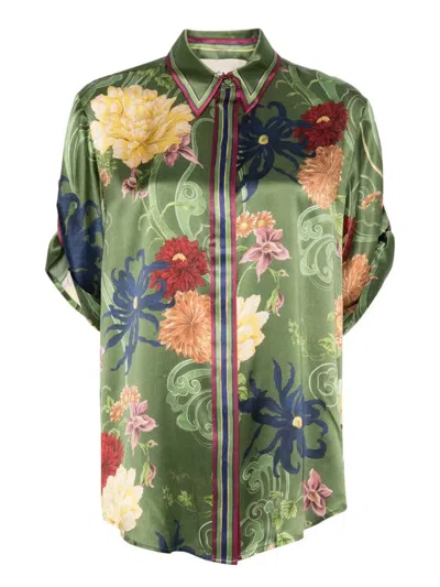 Alemais Grass Green Silk Shirt